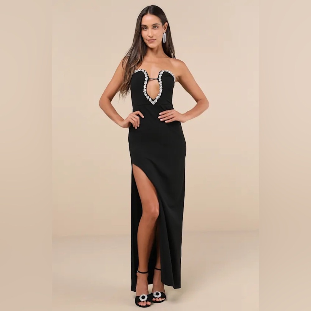 Strapless Rhinestone Gown